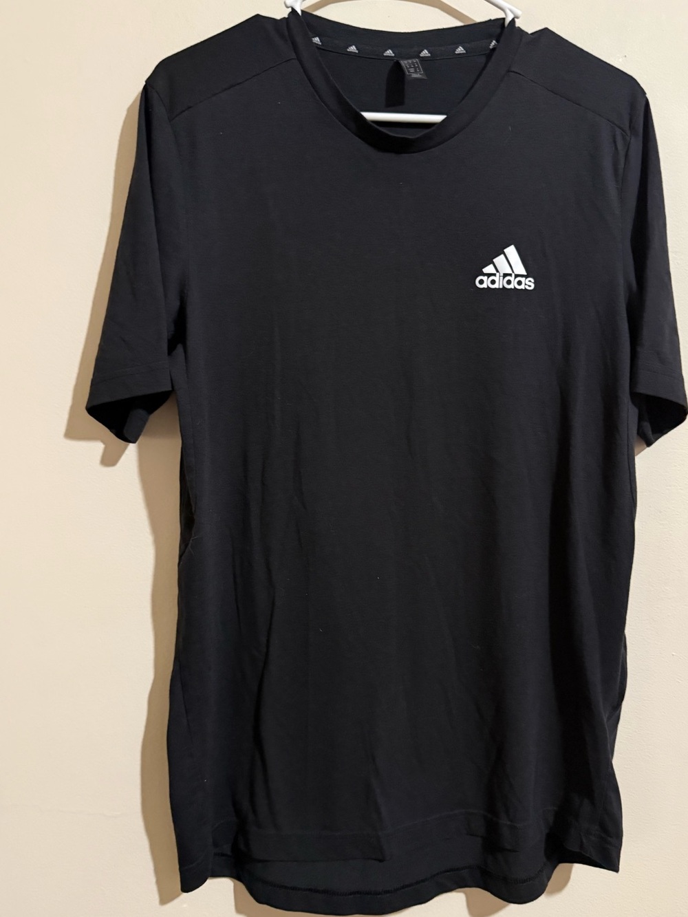 adidas Black Short-Sleeve Athletic Tee with White Logo